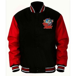 Tom and Jerry Red and Black Varsity Jacket Tom and Jerry Red and Black Varsity Jacket