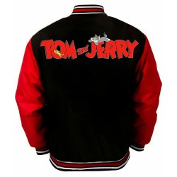 Tom and Jerry Red and Black Varsity Jacket Tom and Jerry Red and Black Varsity Jacket
