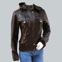 Top Class Brown Womens Leather Bomber Jacket Top Class Brown Womens Leather Bomber Jacket