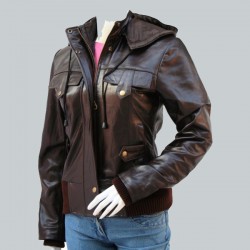 Top Class Brown Womens Leather Bomber Jacket Top Class Brown Womens Leather Bomber Jacket