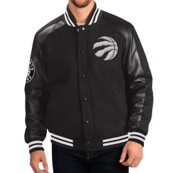 Toronto Raptors Varsity Black Wool/Leather Jacket Toronto Raptors Varsity Black Wool/Leather Jacket