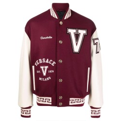 V Felted-Wool and Leather Varsity Jacket