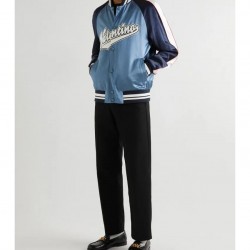 Valentino Blue Satin Bomber Jacket