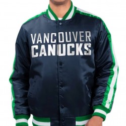 Vancouver Canucks O-Line Navy Varsity Satin Jacket