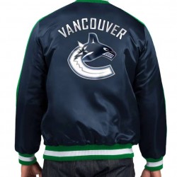 Vancouver Canucks O-Line Navy Varsity Satin Jacket