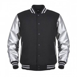 Varsity Angel Cola Black and Silver Bomber Jacket