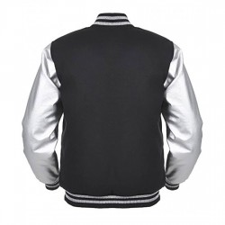 Varsity Angel Cola Black and Silver Bomber Jacket