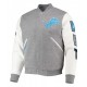 Varsity Detroit Lions Grey and White Jacket Varsity Detroit Lions Grey and White Jacket
