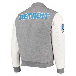 Varsity Detroit Lions Grey and White Jacket Varsity Detroit Lions Grey and White Jacket