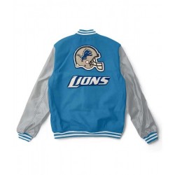 Varsity Detroit Lions Light Blue and Gray Two Tone Jacket