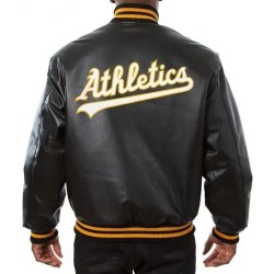 Varsity Oakland Athletics Black Leather Jacket