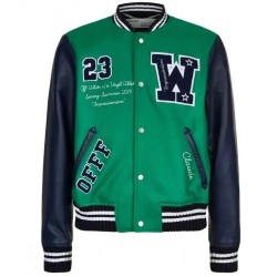 Varsity Off-White 23 Eagle Red and Black/Green and Blue Jacket