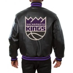 Varsity Sacramento Kings Black Leather Jacket