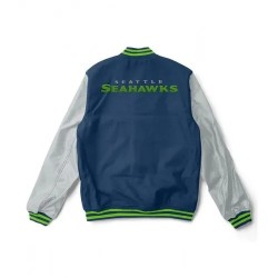 Varsity Seattle Seahawks Gray and Navy Blue Jacket Varsity Seattle Seahawks Gray and Navy Blue Jacket