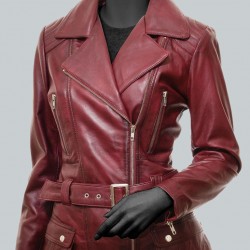Victoria Womens Burgundy Moto Jacket