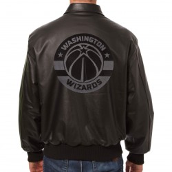 Washington Wizards Printed Leather Black Jacket