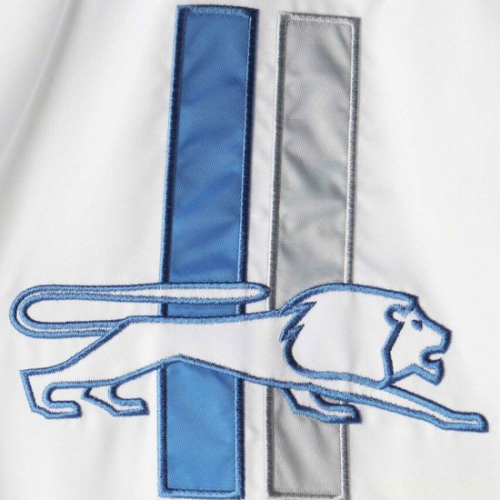 White/Blue Detroit Lions Clean Up Throwback Satin Jacket