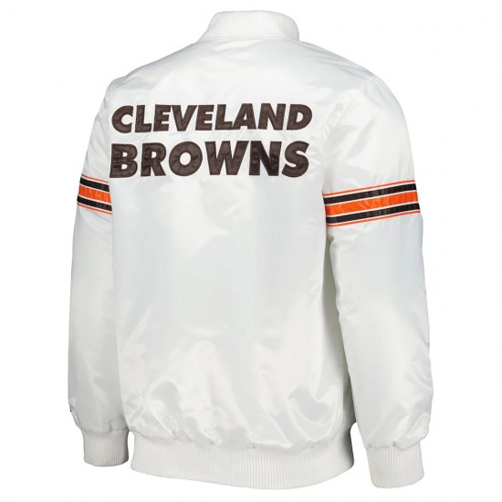 White Cleveland Browns The Power Forward Satin Jacket