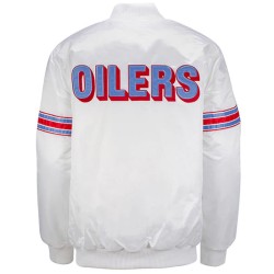 White Houston Oilers Retro Satin Jacket White Houston Oilers Retro Satin Jacket