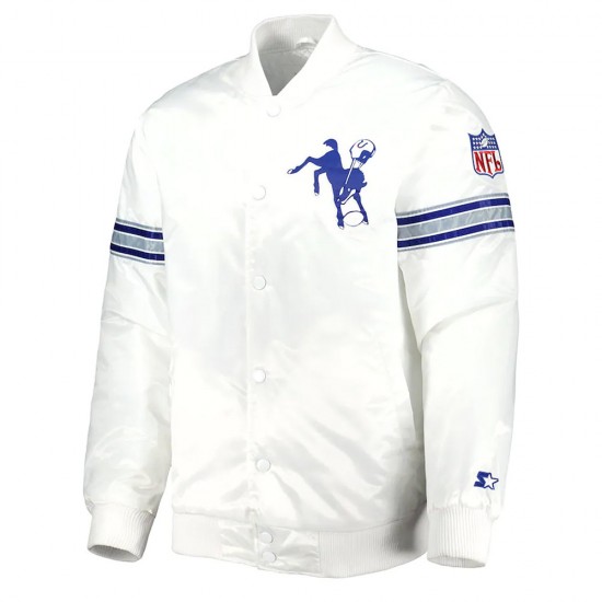 White Indianapolis Colts The Power Forward Satin Jacket