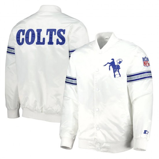 White Indianapolis Colts The Power Forward Satin Jacket