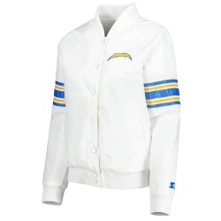 White LA Chargers Line Up Full-Snap Satin Jacket