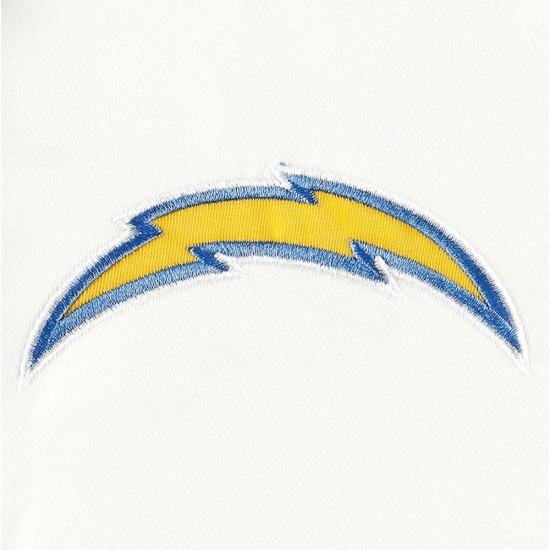 White LA Chargers Line Up Full-Snap Satin Jacket