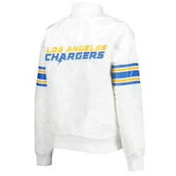 White LA Chargers Line Up Full-Snap Satin Jacket