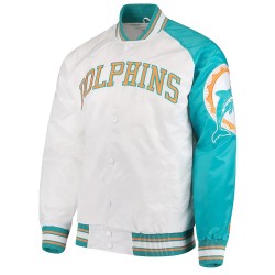White Miami Dolphins Start of Season Retro Satin Jacket White Miami Dolphins Start of Season Retro Satin Jacket