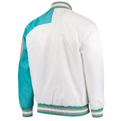 White Miami Dolphins Start of Season Retro Satin Jacket White Miami Dolphins Start of Season Retro Satin Jacket