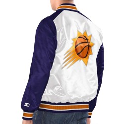 White/Purple Phoenix Suns Renegade Varsity Satin Jacket