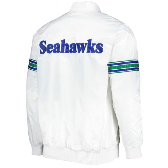 White Seattle Seahawks The Power Forward Satin Jacket