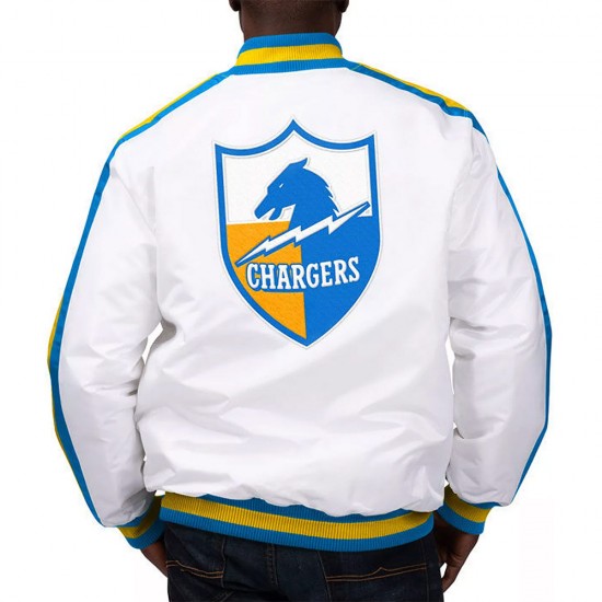 White The D-Line LA Chargers Satin Jacket