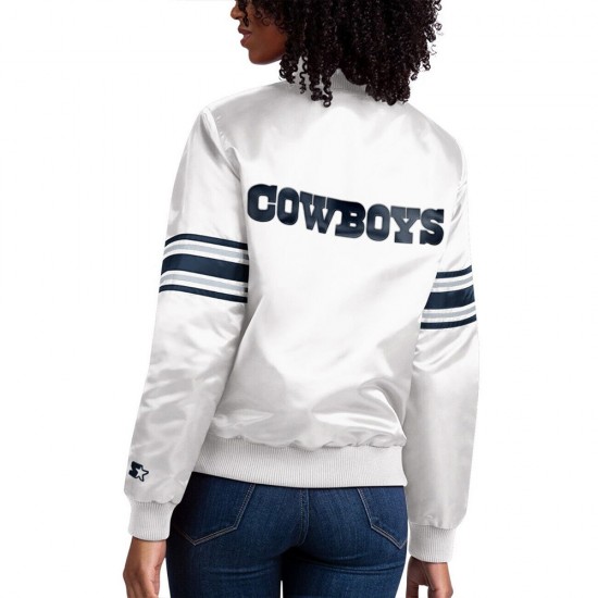 White The Line Up Dallas Cowboys Satin Jacket