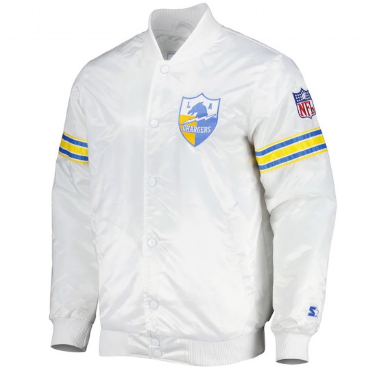 White The Power Forward LA Chargers Satin Jacket