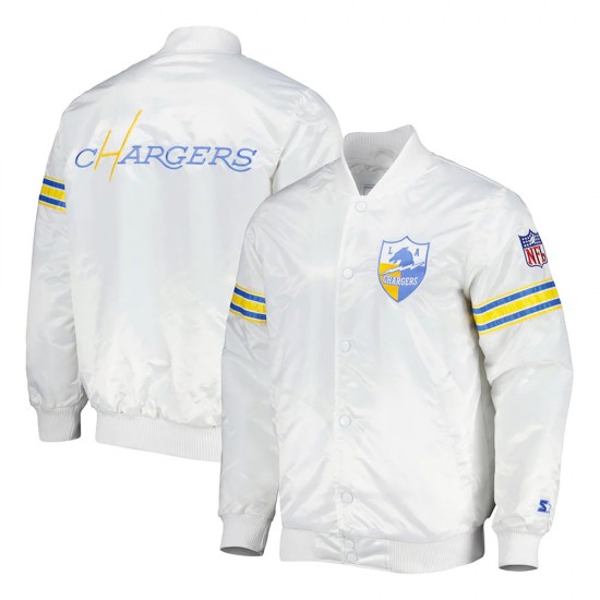 White The Power Forward LA Chargers Satin Jacket