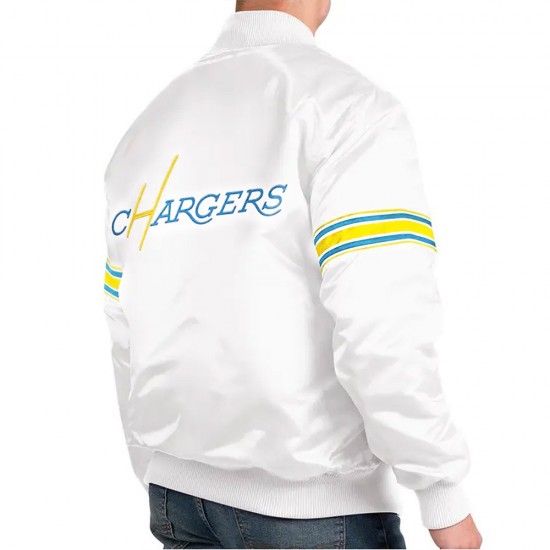 White The Power Forward LA Chargers Satin Jacket