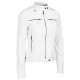 White Zipper Pockets Leather Jacket