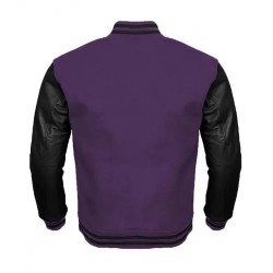 Wolverine Logo Black and Purple Varsity Jacket
