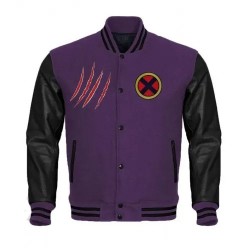 Wolverine Logo Black and Purple Varsity Jacket