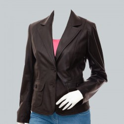 Women Brown Leather Blazer Women Brown Leather Blazer