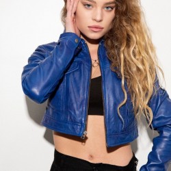 Women Future Trunks Capsule Corp Dragon Ball Purple Blue Leather Jacket