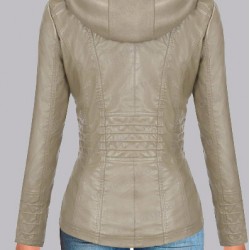 New Women's Removable Hoodie Leather Jacket