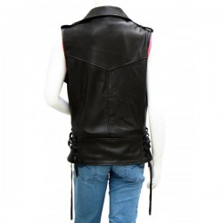 Women's Classical Black Leather Biker Vest Women's Classical Black Leather Biker Vest