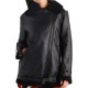 Women's Black Leather Aviator Jacket with artificial fur collar