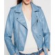 Women’s Baby Blue Motorcycle Leather Jacket