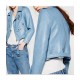 Women’s Baby Blue Motorcycle Leather Jacket