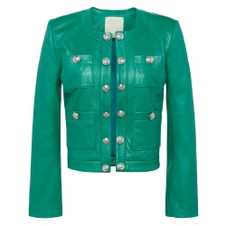 Women’s Jayde Collarless Black Leather Jacket Women’s Jayde Collarless Black Leather Jacket