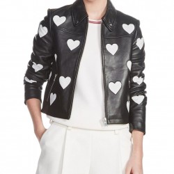Women’s Maje Heart Motorcycle Leather Jacket Women’s Maje Heart Motorcycle Leather Jacket