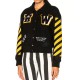 Women’s Off-White Virgil Abloh Varsity Jacket with Yellow Striped Sleeves